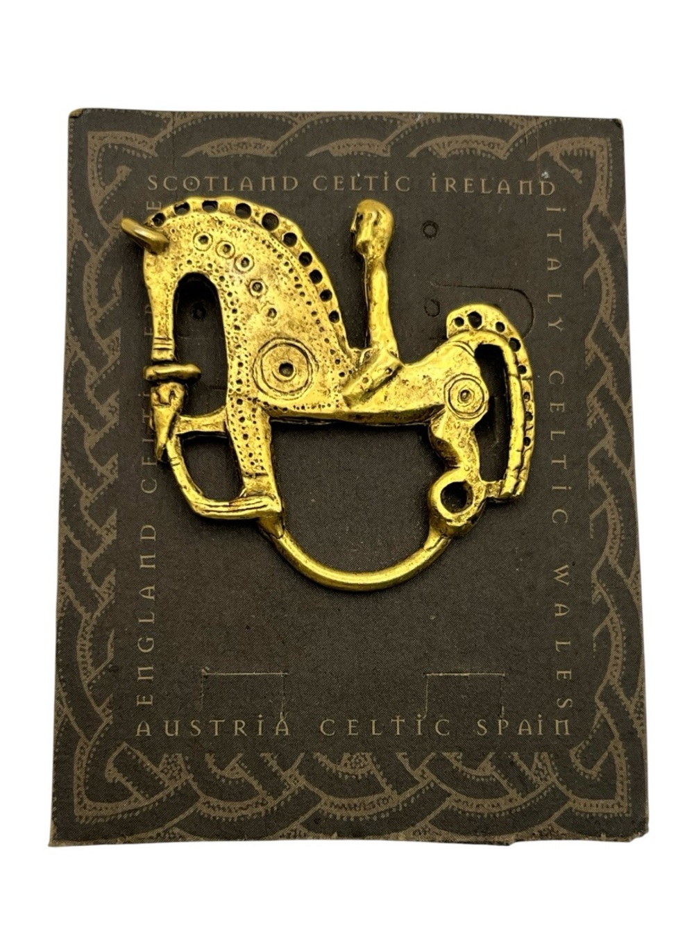 Peggy Yunque 1995 Celtic horse brooch pin inspired by ancient Celtiberian fibula